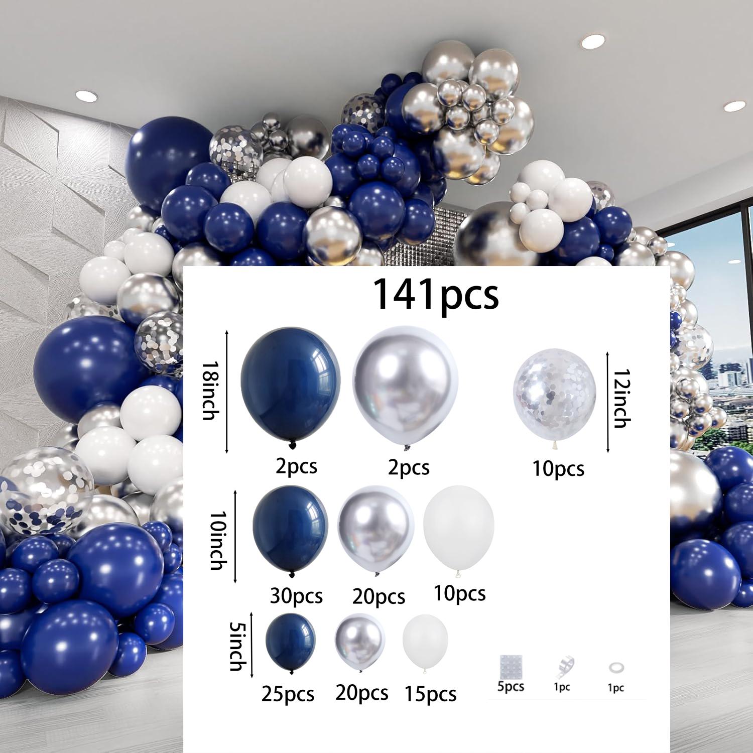 

Balloon Garland Arch Kit Royal Blue Metallic Silver White Balloons For Birthday Wedding Graduation Party Decoration Other