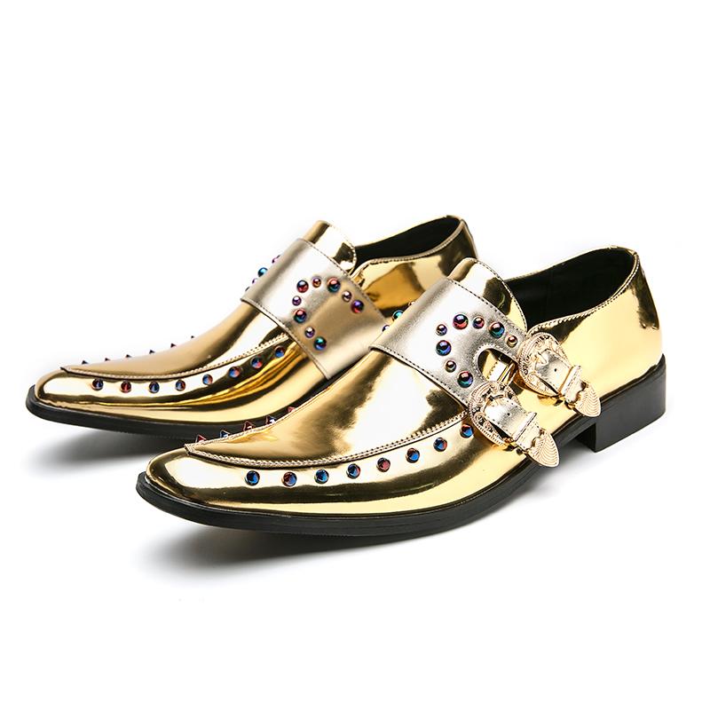 Gentlemen Rivet Chelsea Luxury Brand Boots Model Business Banquet Gold Party Wedding Mens Kids Boys Casual Stage Dress Men Shoes