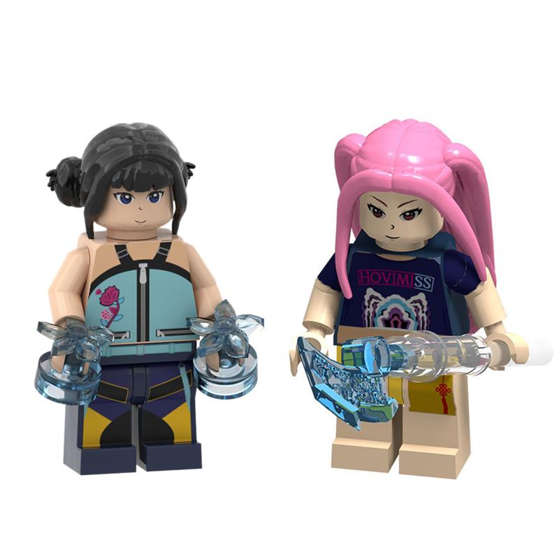 KPOP Dämonenjäger Cartoon Puppe Bausteine Kawaii Mini Actionfigur Kopf Montage Spielzeug Kinderspielzeug Geschenk