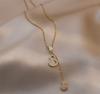 SHC43A-SHC68A Custom Fashion Pendant Necklaces Women's Jewelry Stainless Steel Chokers Pearl Chains Necklace Set for Women Girls