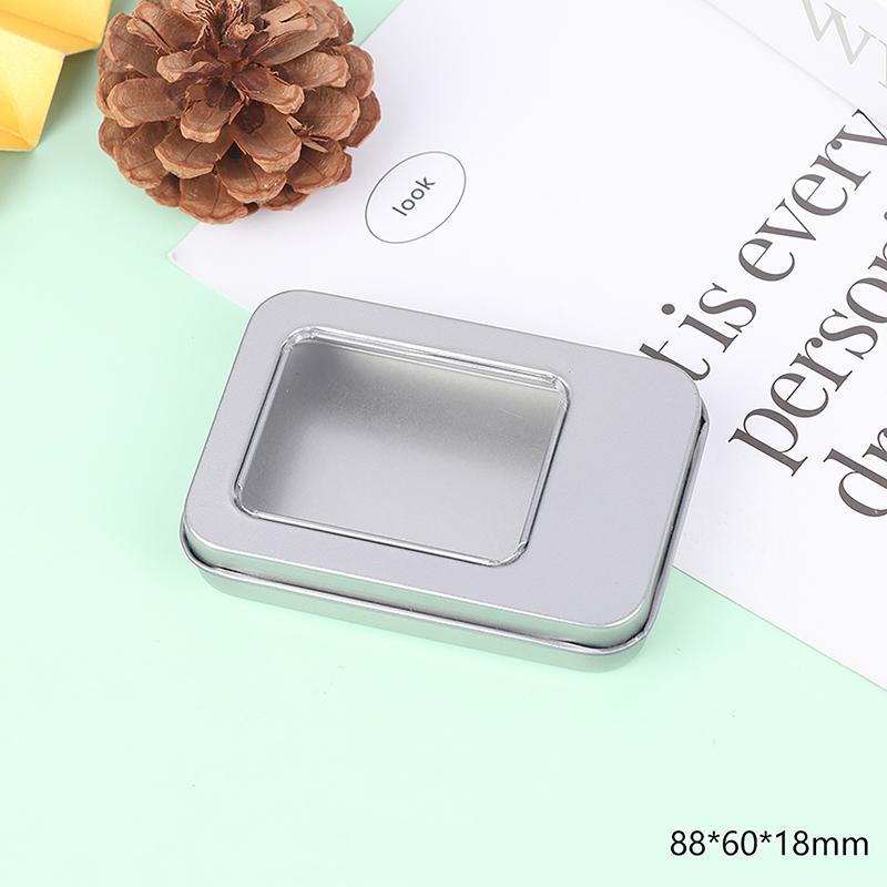 1PCS Small Empty Metal Tin Silver Black Rectangular Flip Storage Box Case Organizer for Money Coin Candy Key Container Jar Cans