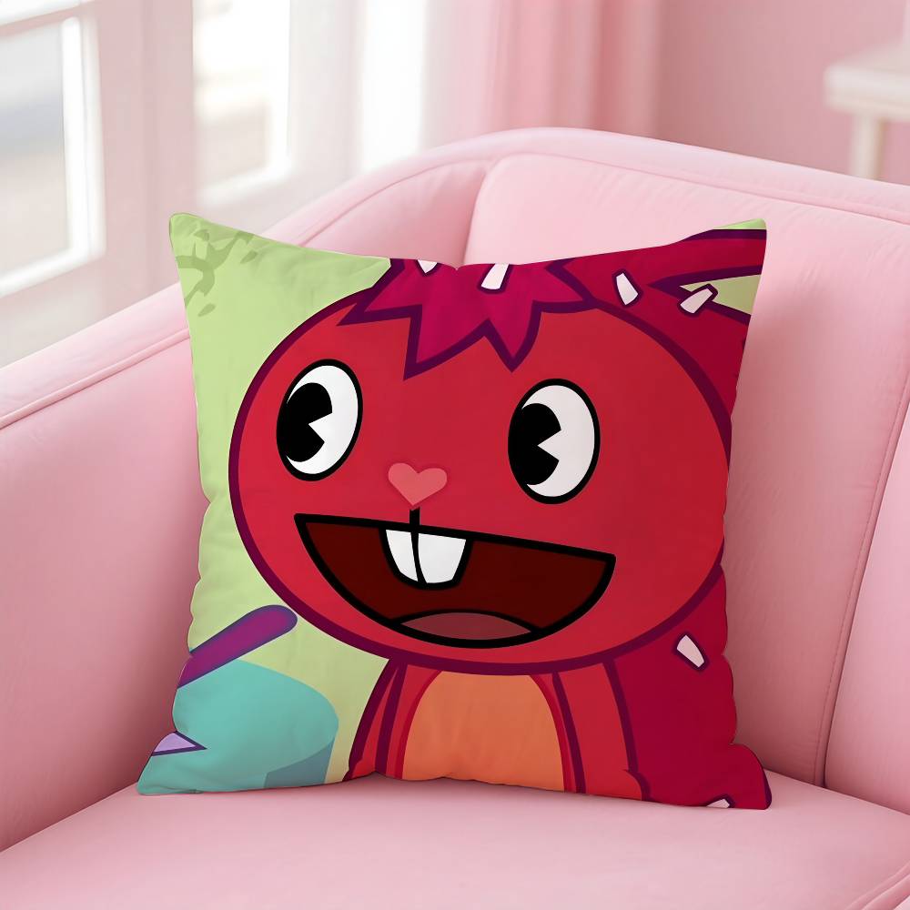 N-Nutty H-Happy Tree F-Friends Pillow Case Comfort Sofa Bed Silky Elegant Invisible Zipper Custom Decorative Cushion Cover