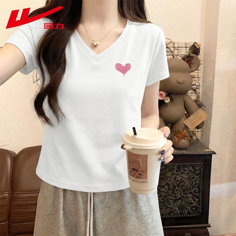 Warrior Women's Cotton V-Neck Heart Print T-Shirt