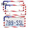 Durable License Plate Holder 2Pcs US Flag Frame Holder, Patriotic Car Tag American Star Stripes Covers, Auto Accessories