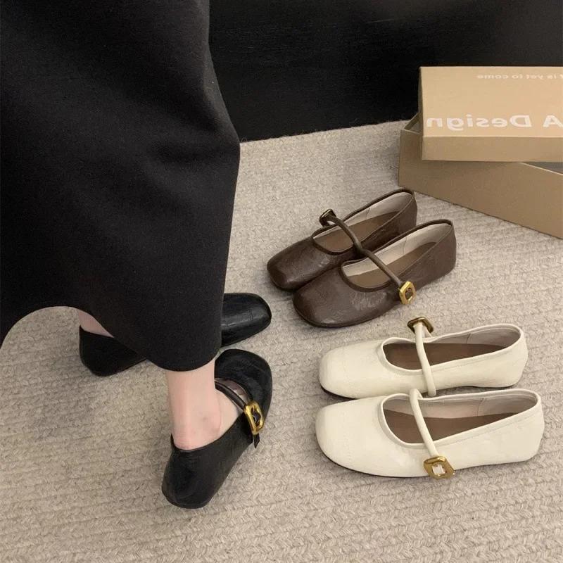 Fashion 2025 Women's Flat Shoes French Style Gentleman's Shoes Rubber Upper Small Leather Shoes for Day and Night Zapatillas De Mujer