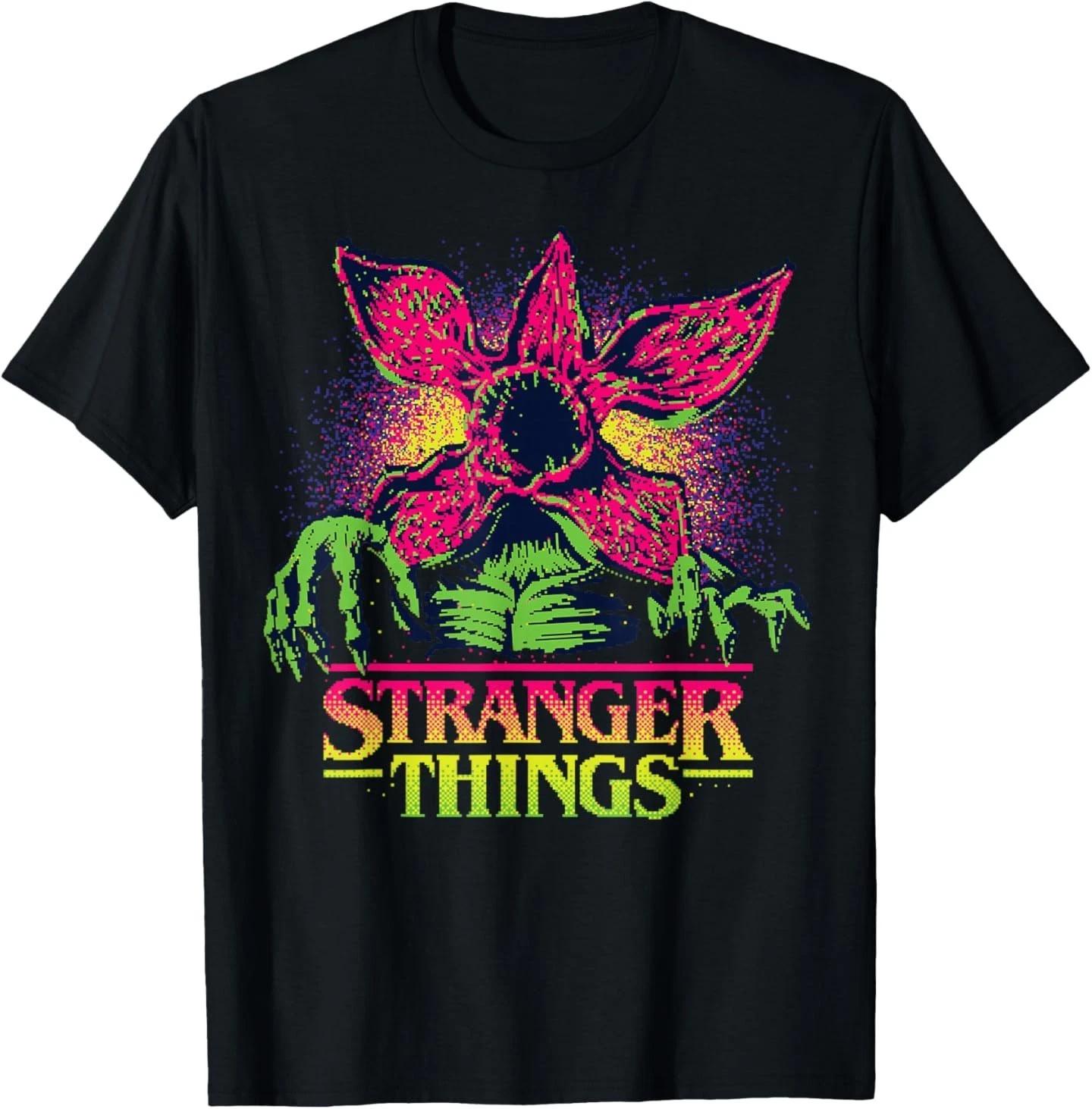 Stranger Things Season 5 Retro Video Game Demogorgon 100% Cotton T-shirt Mens Tees Top 2XL