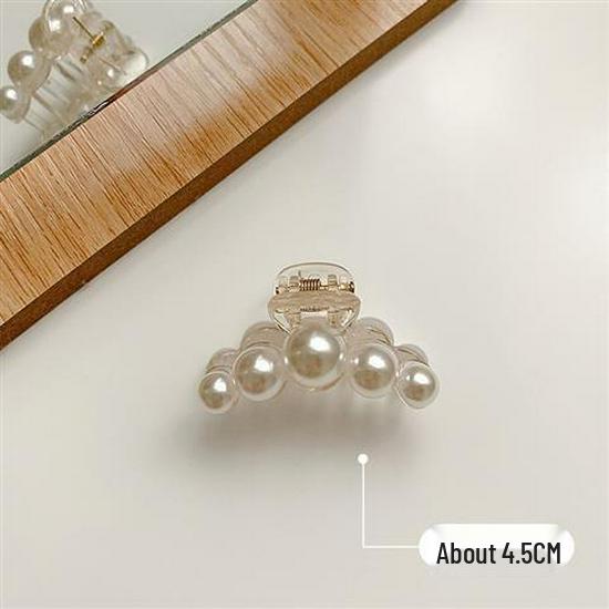 Elegant Korean Pearl Alloy Hair Claw Clip for Women - Large Shark Style