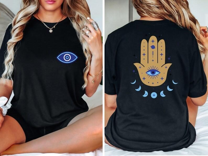 Hamsa Evil Eye Shirt Good Vibes Graphic Tee