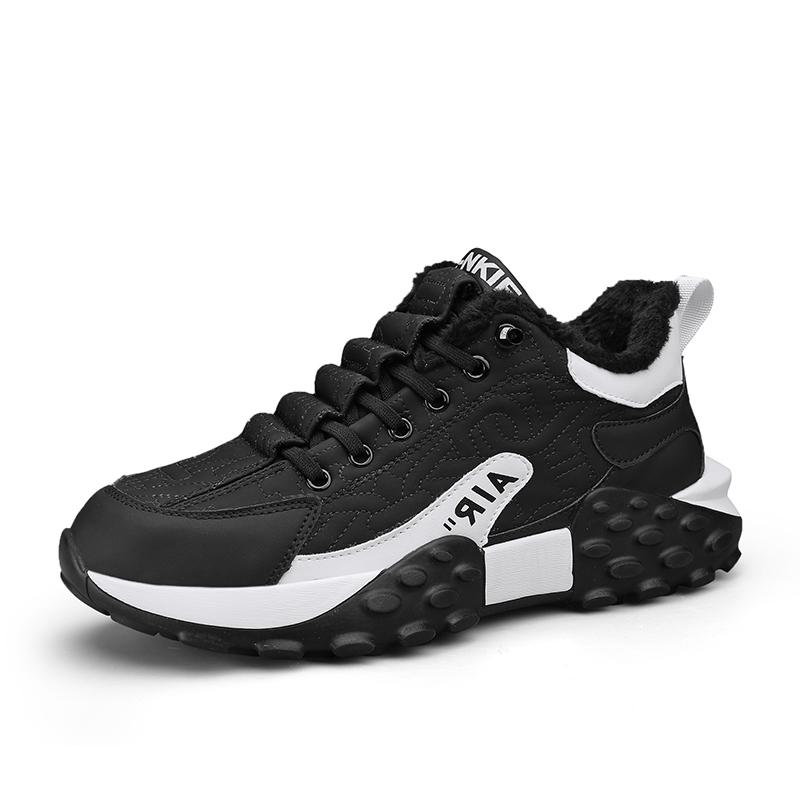 

2023 теплая хлопковая обувь, спортивная обувь, модная уличная обувь высокого качества для отдыха, удобные амортизирующие нескользящие кроссовки 39 чёрный