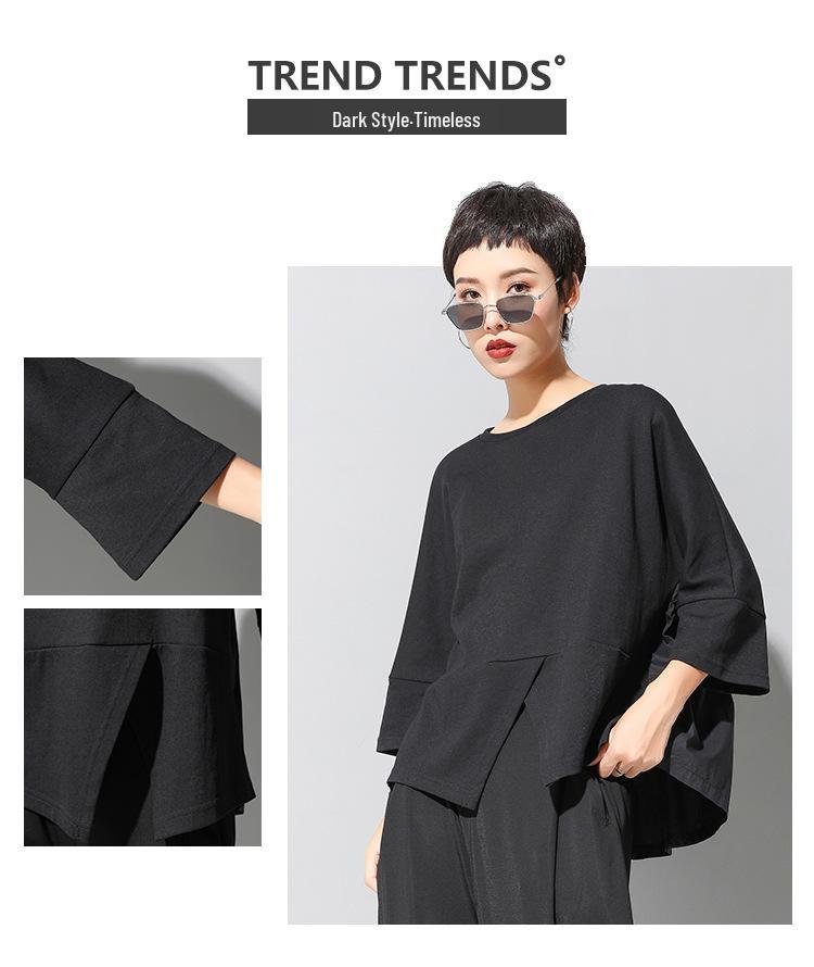 Women's Dark Ins European & American Patchwork Babydoll T-Shirt - Short Sleeve, Loose Fit, Trendy Casual Summer Top