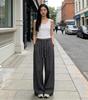 Women's Summer Yamo Wide-Leg White Pants: Casual, Loose-Fit, Milk Puff Texture