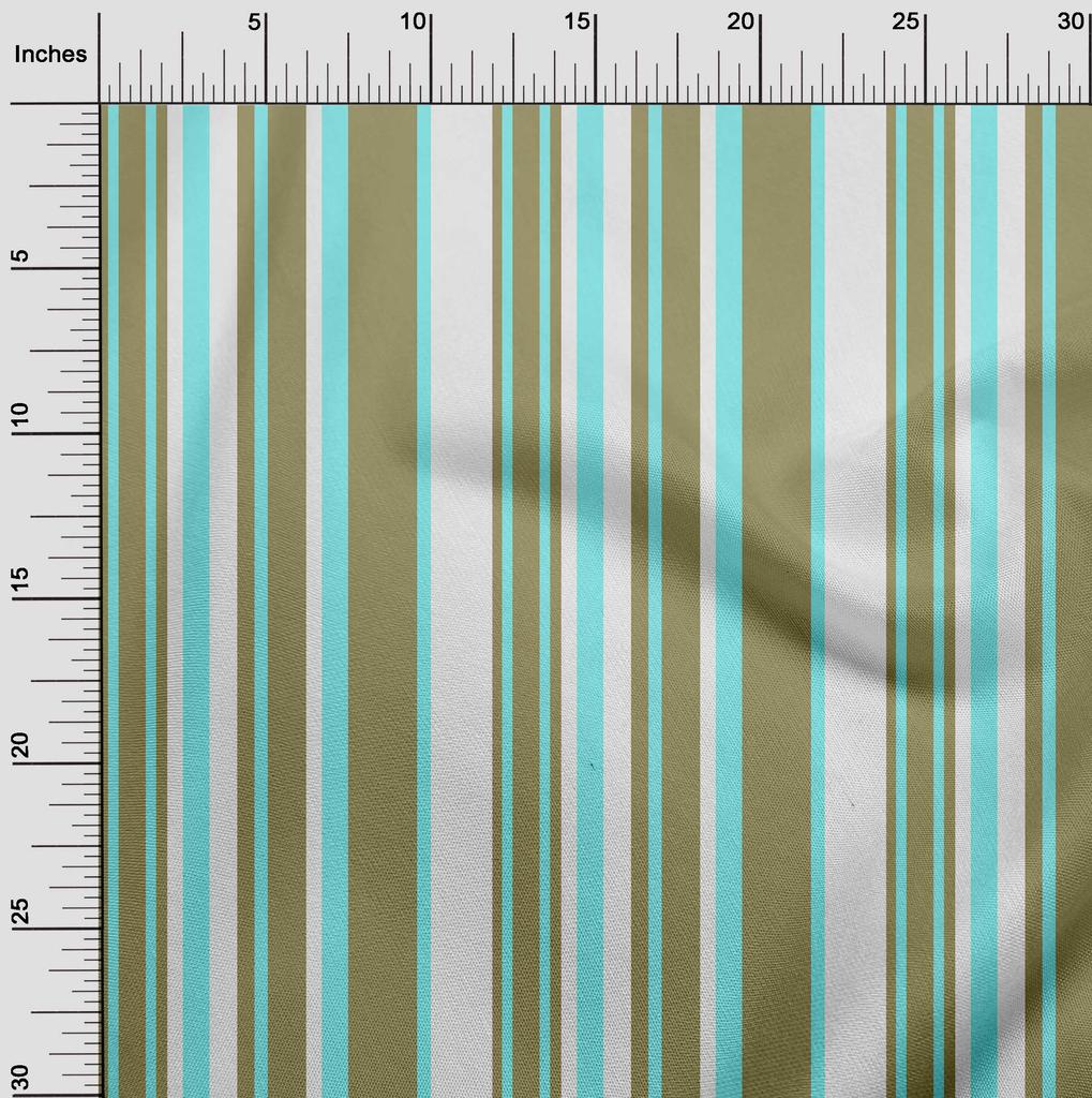 oneOone Cotton Flex Olive Green Fabric Stripes Diy Clothing Quilting Fabric Print Fabric By Yard 40 Inch