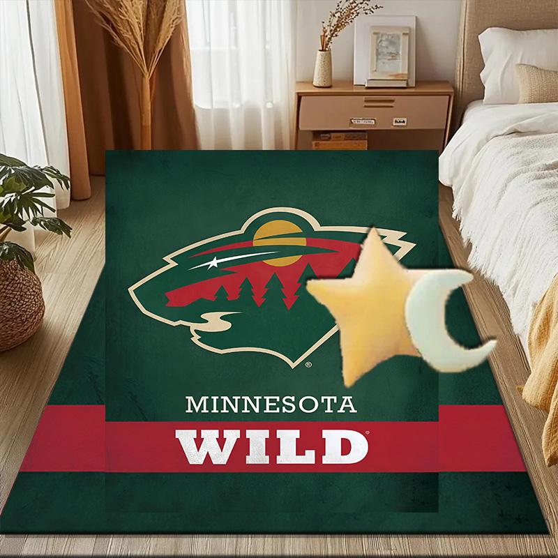 Minnesota Hockey Team Floor Mat for Living Room, Game Rooms, Office, Bedroom, Office Floor Mat Playful Design, Christmas Fan Gifts