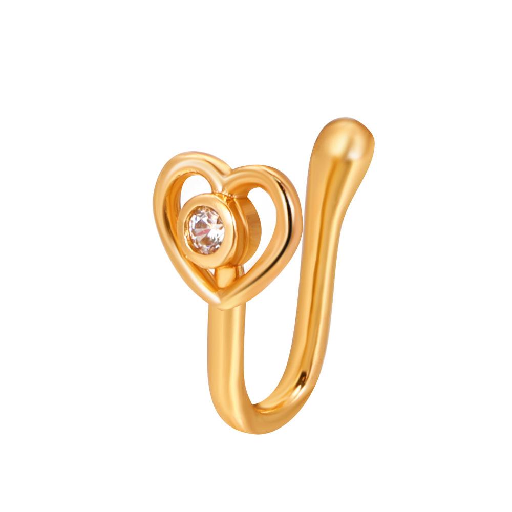 Non Perforated U-Shaped Nose Clip Copper Inlaid Zircon Star Shaped Heart Crown Nose Ring Nose Decoration Puncture Decoration