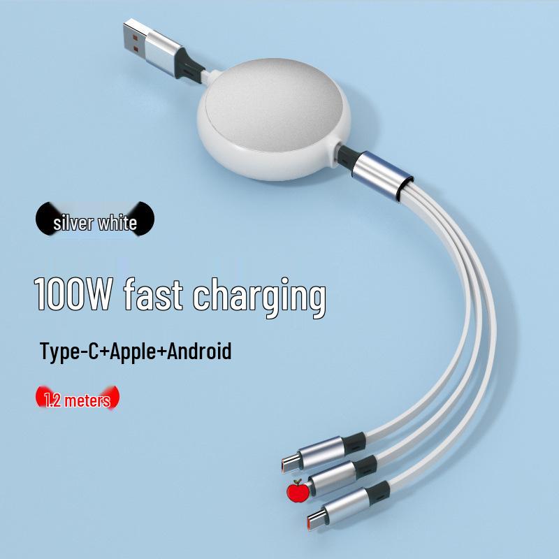 100W Retractable 3-in-1 Fast Charging Cable with Custom Logo