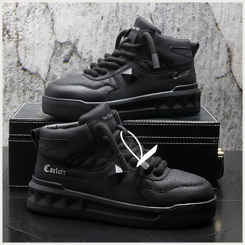 

Мужские ботинки Осенние высокие кожаные повседневные туфли Модные хлопковые туфли Ботильоны на плоской подошве Деловая обувь для отдыха Мужские кроссовки 38 чёрный