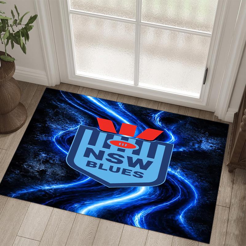 NSW Blues Design Crystal Velvet Carpet Cozy Non?Slip Printed Rug For Bedroom Living Room Entrance
