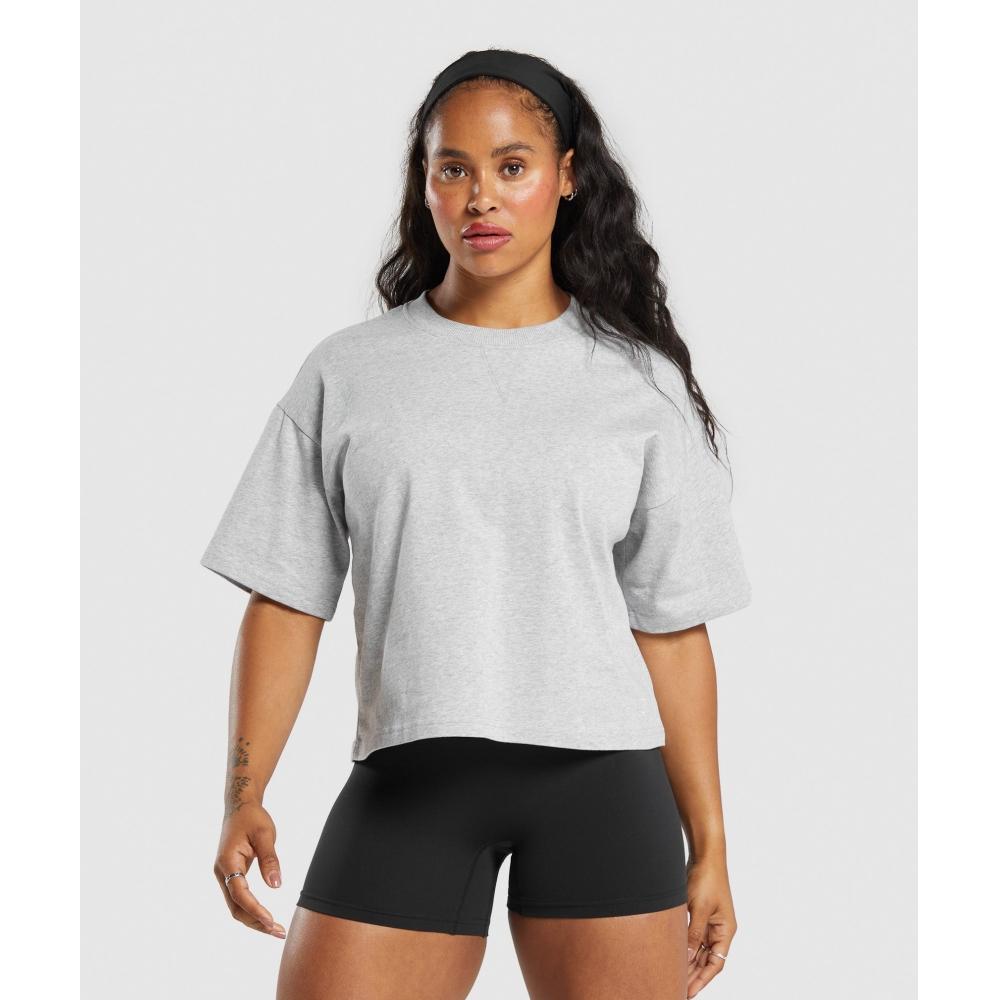 

Gymshark HeavyweighT CoTTon T shirT lighT Grey Marl b7a1T Gchr XXS