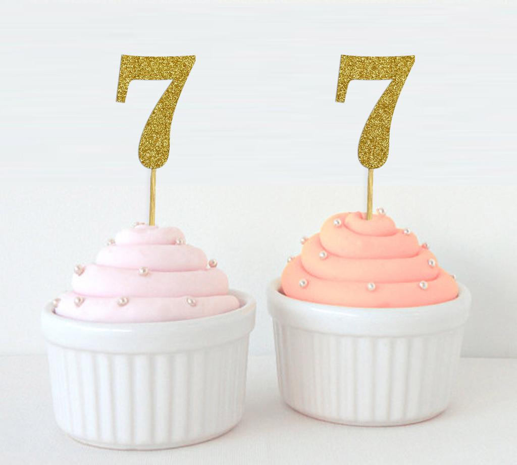 Darling Souvenir| Number 7 Birthday Year Cupcake Toppers| Birthday  Anniversary Party Dessert Decorations - Pack Of