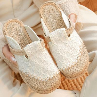 Women’s Simple Fashion Slip-on Flat Cloth Shoes Fresh Ethnic Style Comfortable Linen Slippers