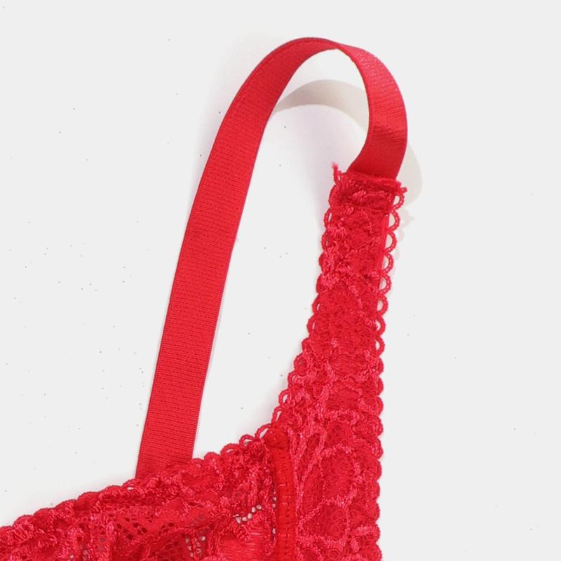 1 Stück Damen-BH in Übergröße, ultradünn, halbtransparent, Spitze, sexy, atmungsaktiv, Stahlring, Körbchen Französische Eleganz CDE