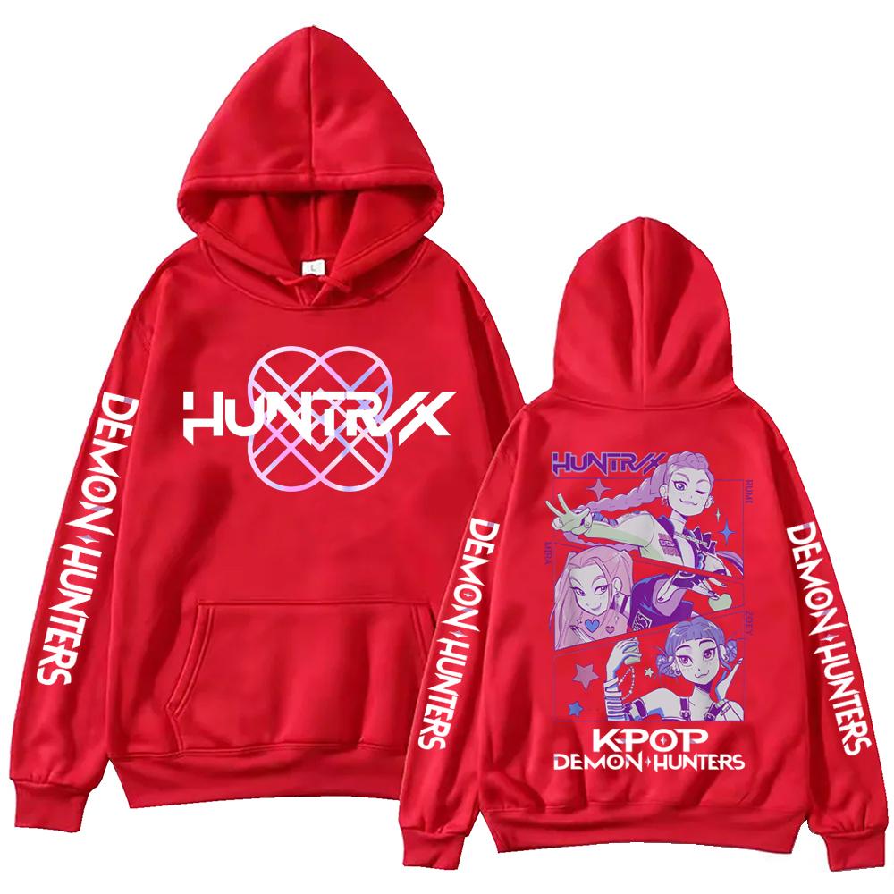 2025 Anime K-Pop Demon Hunters Hoodie Harajuku Hip Hop Y2k Hooded Sweatshirt Casual Long Sleeves Fleece Men Women Pullover
