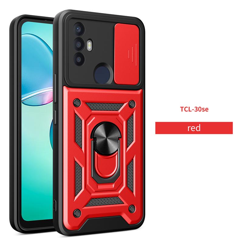 For TCL 30 SE Case Shockproof Armor Slide Lens Protect Coque For TCL 30SE Tcl30se 4G Car Magnetic Holder Ring Stand Back Cover