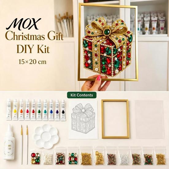 Holiday Home Decor Crafts DIY Jewelry Faux Pearl Art Painting Kit with Frame, Christmas Craft Supplies Set Crystal Gem for Adults, Tabletop