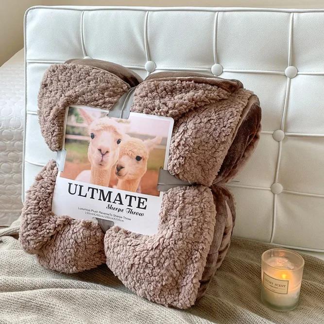 Fashion Best-selling Lamb Wool Blanket Solid Color Thickened Blanket Lunch Break Blankets Warm Bed Sheet Mantas De Cama Cobijas