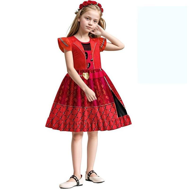 Halloween Vampire Descendants 4 Children'S Flying Sleeve Dress 2D Printed Children'S Suit Skirt