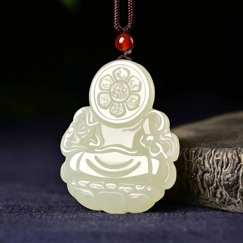 Double-Sided Carved Wealth Deity Pendant Necklace Hypoallergenic Lucky Fortune Jewelry for Women Daily Wear Festival Gift