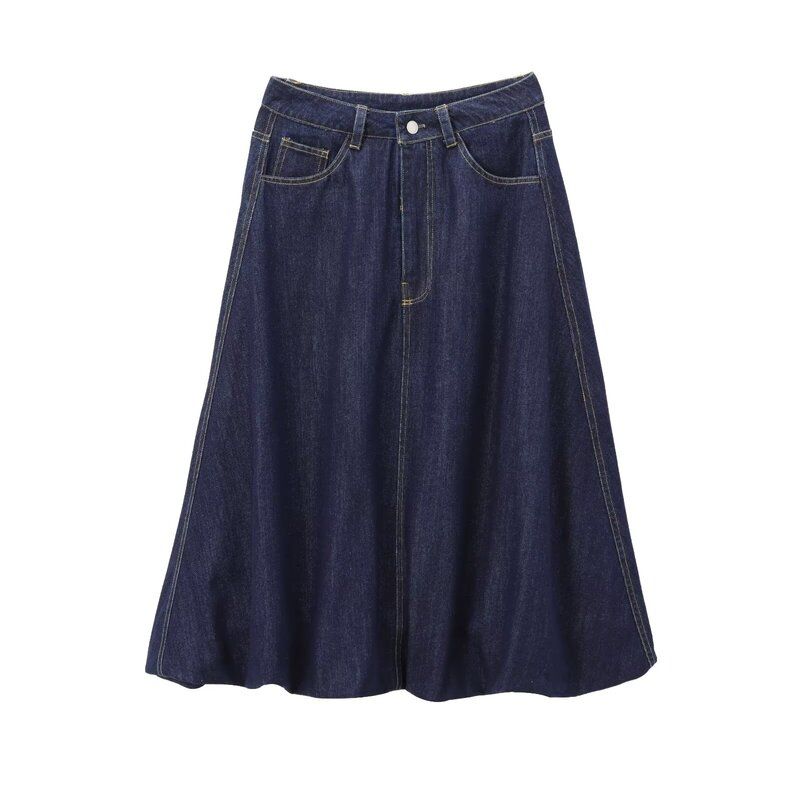 Fashion Style 2024 Fall and Winter New Women's Mid-Waist Cotton Balloon Style Casual Denim Skirt 6929290