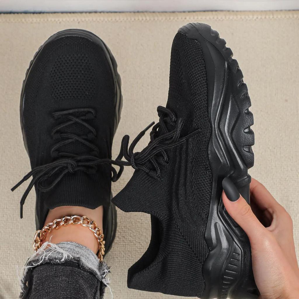 Fashion Chunky Shoes Platform Sneakers for Women Knitted Men's Casual Sports Shoes Breathable Trainers Elastic Slip-on Shoes