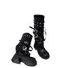 Women Boots Platform Trouser Legs High Boots Trend Punk Gothic Shoes New Rock Leather Fashion Women's Shoes Motorcycle Footwear
