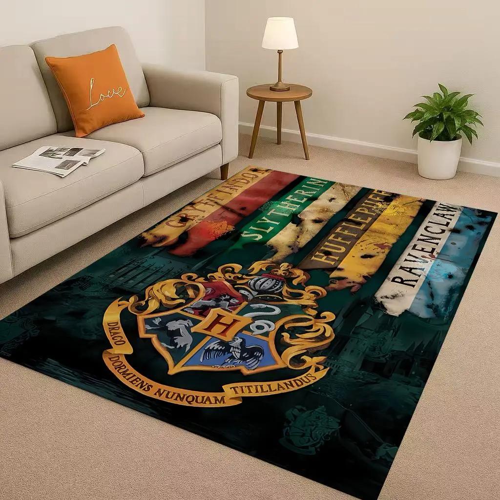 HD H-Hogwarts Sign Cartoon Living Room Non-Slip Area Rug Soft Carpet For Bedroom Playroom And Sofa,Easy Clean Home Decor Doormat