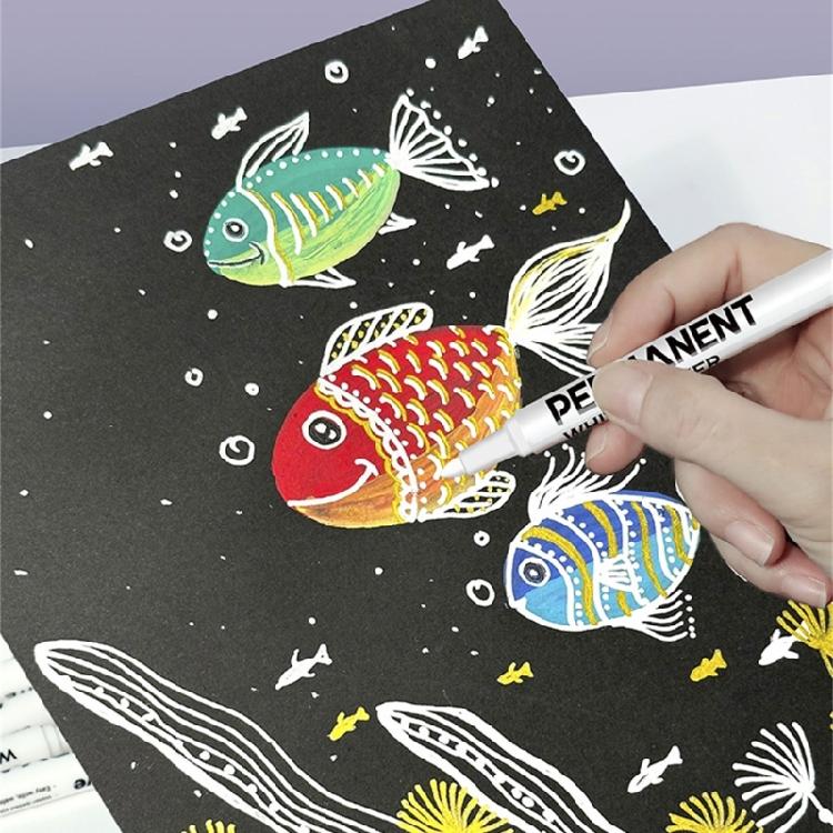 1/12Pieces Permanent Marker 2mm Fine Tip For Painting on Stone Wood Plastic Ceramic Glass Paper Leather Clothes Metal