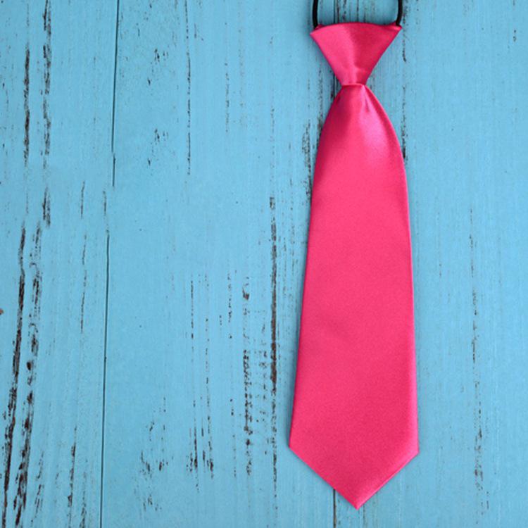 Elastic Silk Tie: Simple, Solid Color, Lazy Man's Design for Kids