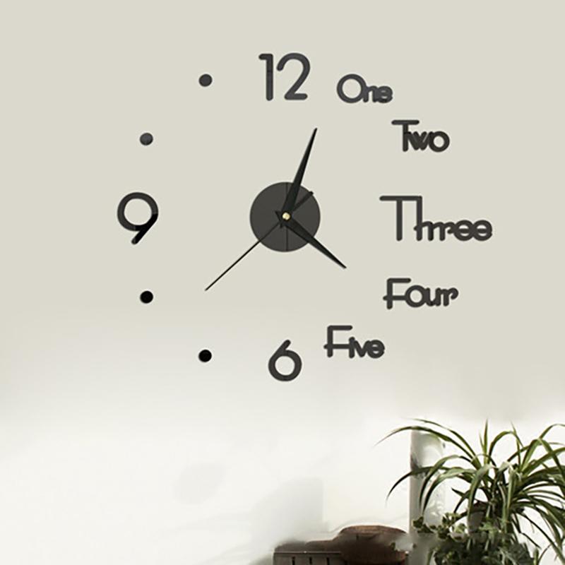 3D DIY Wall Clock Stickers for Decoration Living Room Quartz Needle Self Adhesive Hanging Watch