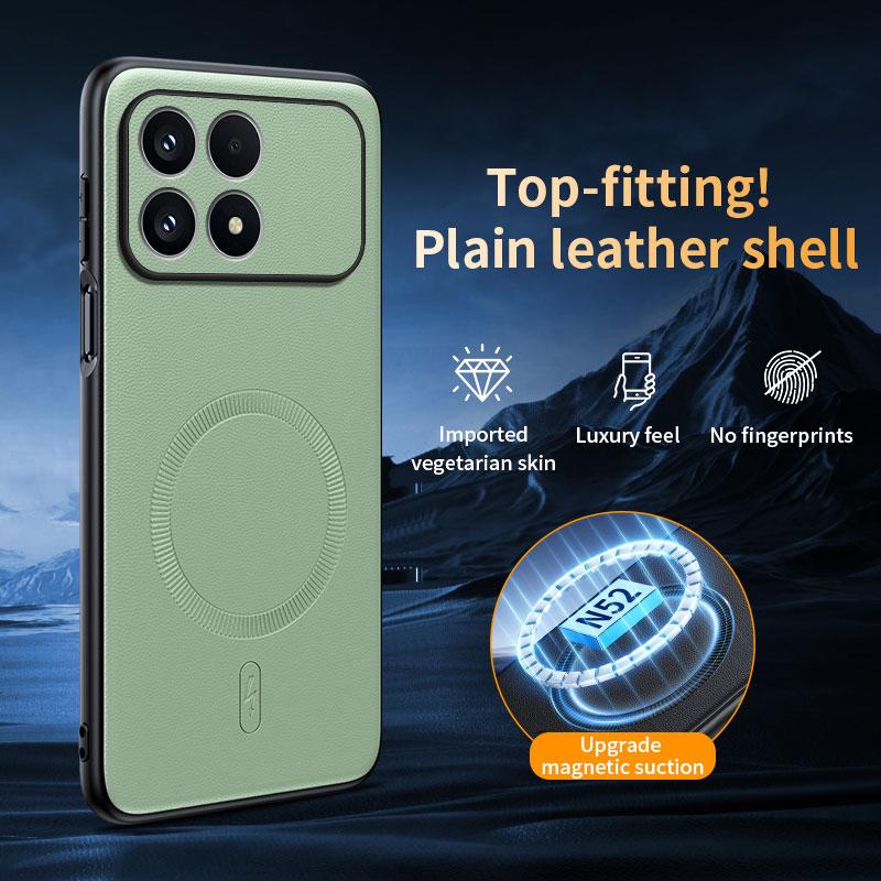 For Xiaomi POCO F8 Ultra F8 Pro 5G Case Magnetic For MagSafe Luxury Silicone PU Leather Back Cover Shockproof Bumper