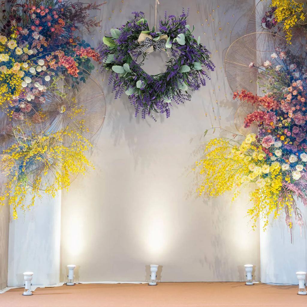 Lavendel Herzförmiger Kranz Türdekoration Hochzeitsfeier Zubehör 42cm Mehrfarbig Valentinstag Simulation Hängende Girlande