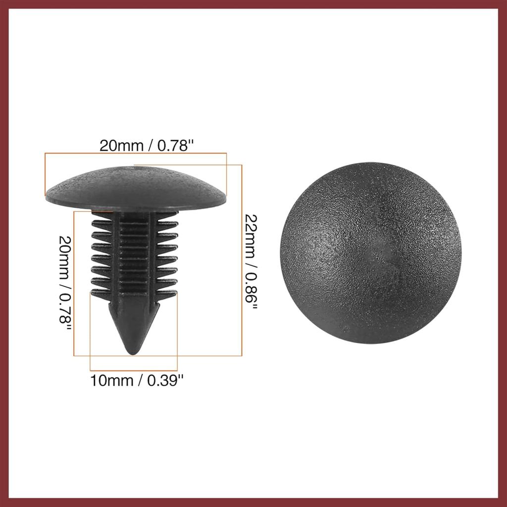 40pcs 10mm Hole Dia Plastic Bolt Rivets Fastener Rivets Bumper Retainer Clips Black for Car Front Rear Upper Replace Parts