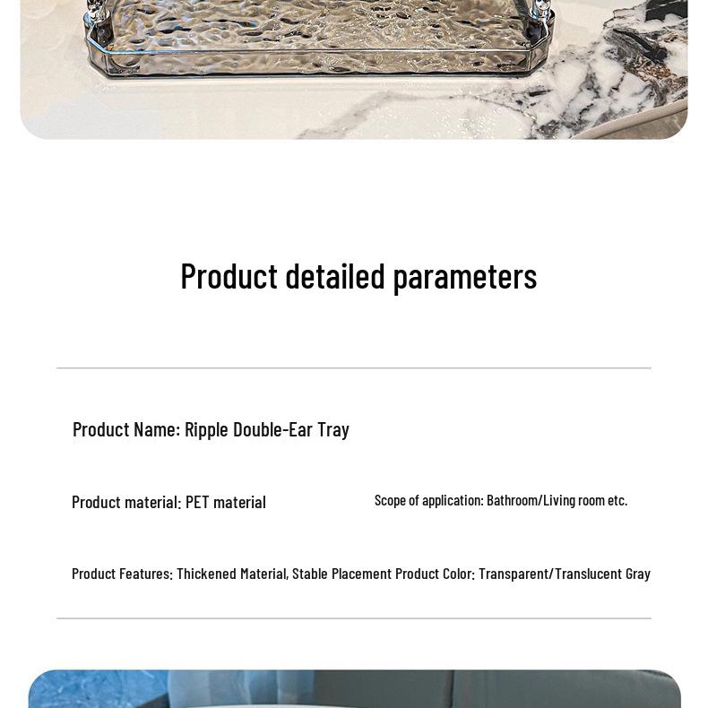 Ripple Pattern Luxury Rectangular Tray for Cups, Teacups, Glasses - Ideal for Homes & Salons