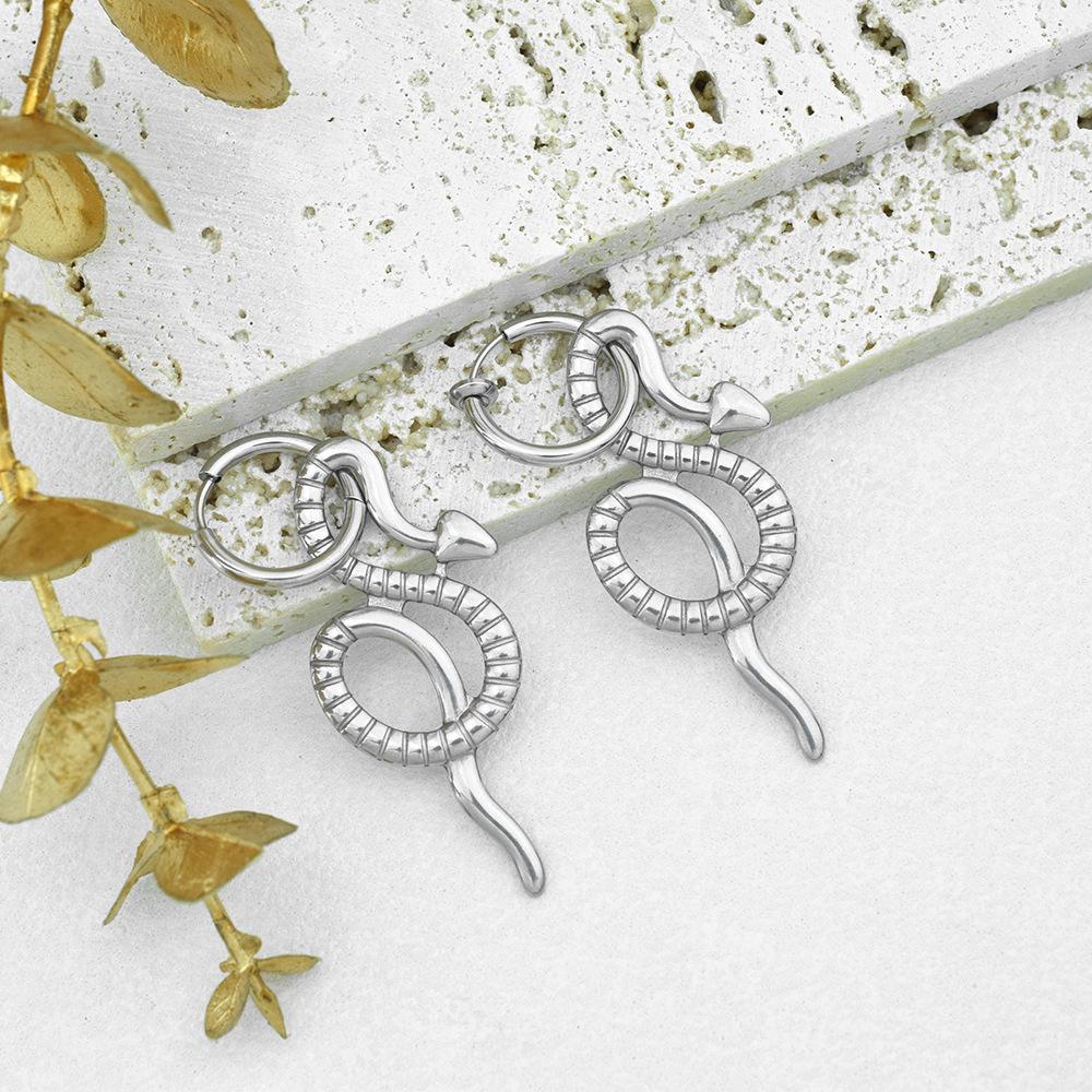 Snake stainless steel earrings, ear clips do not fade, men's and women's same earrings, niche design jewelry