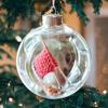 Holiday Sewing Snow Ball Ornament Plastic Clear Balls Xmas Hanging Ornament Seamstress Gift for Knitters Yarn Lovers