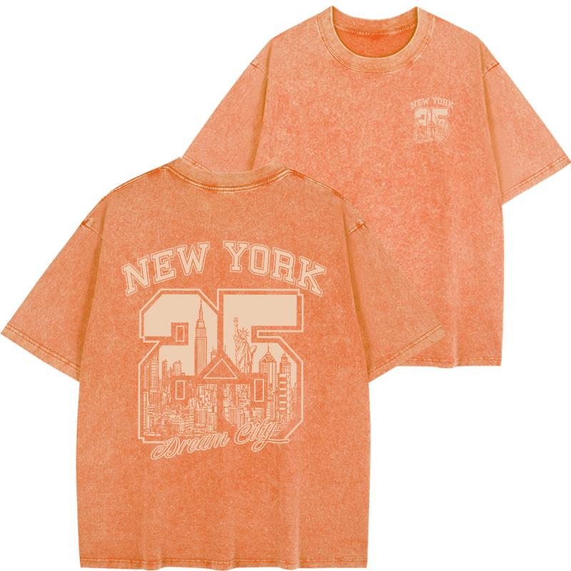 New York City Funny Print Man Woman T Shirts Summer Vintage Washed Cotton Breathable Tee Shirt