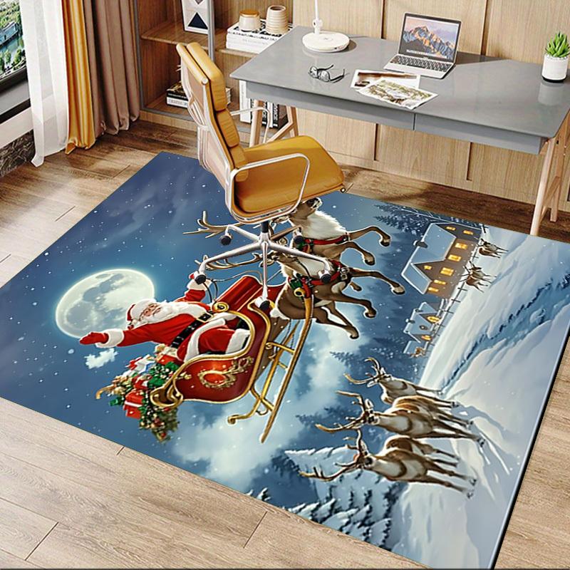1pc Santa Claus, reindeer sleigh Carpet Office Rug Outdoor Mat Home Decor Area Carpet Festival Gift