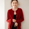 Damen Kaschmir Rundhals Einreiher Cardigan Pullover - Mittel-Dick - Frühling/Herbst