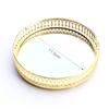 Metal Round Serving/Dressing Table Decorative Tray With Mirror Glass Base