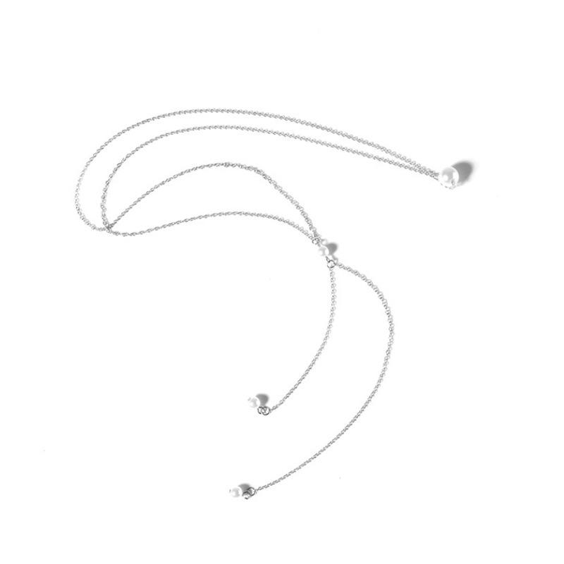 Accessories, Simple, Sexy and Creative Women's Personality Items, Versatile Fringed Pearl Back Chain Necklace.