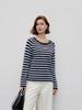 Women's 2026 Spring/Autumn Round Neck 100% Cashmere Knit Outerwear with Striped Letter Design.